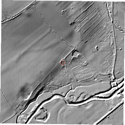 Shaded relief map of the ground around LE143DN, computed from Environment Agency LiDAR. The ground here sits at about 59 m above sea level and falls 17 m across the surrounding 800 m. Surface water reaching this point runs off ground lying to the north-west, 10.8 m higher.