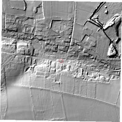 Shaded relief map of the ground around LE157NL, computed from Environment Agency LiDAR. The ground here sits at about 109 m above sea level and falls 20 m across the surrounding 800 m. Surface water reaching this point runs off ground lying to the north-west, 16.0 m higher.