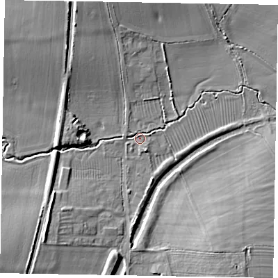 Shaded relief map of the ground around LE157QJ, computed from Environment Agency LiDAR. The ground here sits at about 109 m above sea level and falls 10 m across the surrounding 800 m. Surface water reaching this point runs off ground lying to the south-west, 8.3 m higher.