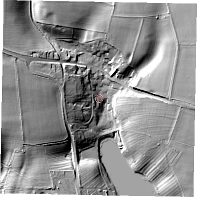 Shaded relief map of the ground around LE158BL, computed from Environment Agency LiDAR. The ground here sits at about 89 m above sea level and falls 29 m across the surrounding 800 m. Surface water reaching this point runs off ground lying to the west-north-west, 15.4 m higher.