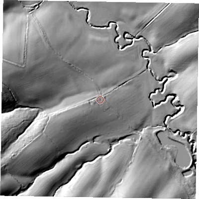 Shaded relief map of the ground around LE159AD, computed from Environment Agency LiDAR. The ground here sits at about 91 m above sea level and falls 42 m across the surrounding 800 m. Surface water reaching this point runs off ground lying to the west-south-west, 8.7 m higher.