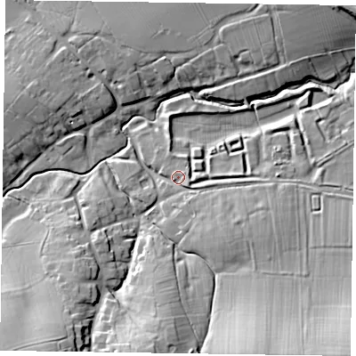 Shaded relief map of the ground around LE168LE, computed from Environment Agency LiDAR. The ground here sits at about 101 m above sea level and falls 29 m across the surrounding 800 m. Surface water reaching this point runs off ground lying to the south-east, 9.2 m higher.