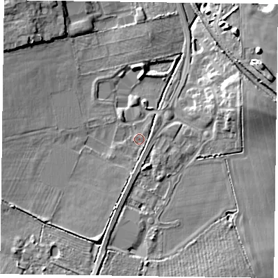 Shaded relief map of the ground around LE169HL, computed from Environment Agency LiDAR. The ground here sits at about 85 m above sea level and falls 17 m across the surrounding 800 m. Surface water reaching this point runs off ground lying to the south-south-west, 3.4 m higher.
