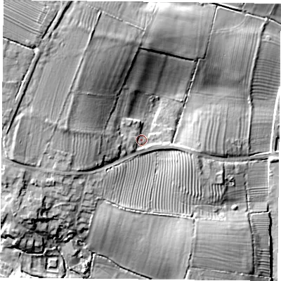 Shaded relief map of the ground around LE176HY, computed from Environment Agency LiDAR. The ground here sits at about 137 m above sea level and falls 26 m across the surrounding 800 m. Surface water reaching this point runs off ground lying to the west-south-west, 3.0 m higher.