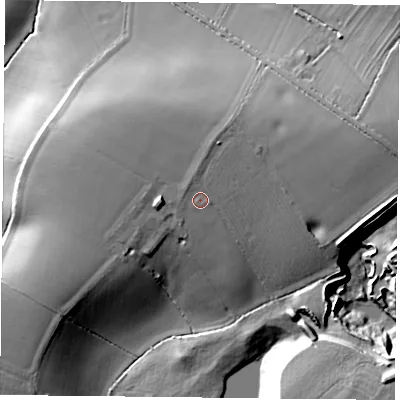 Shaded relief map of the ground around LE176JN, computed from Environment Agency LiDAR. The ground here sits at about 149 m above sea level and falls 26 m across the surrounding 800 m. Surface water reaching this point runs off ground lying to the north-north-east, 3.1 m higher.