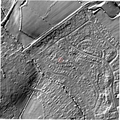 Shaded relief map of the ground around LE674SH, computed from Environment Agency LiDAR. The ground here sits at about 166 m above sea level and falls 27 m across the surrounding 800 m. Surface water reaching this point runs off ground lying to the east, 13.9 m higher.