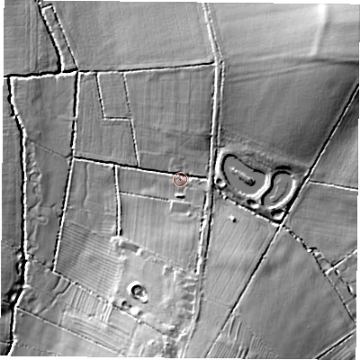 Shaded relief map of the ground around LE86UL, computed from Environment Agency LiDAR. The ground here sits at about 87 m above sea level and falls 22 m across the surrounding 800 m. Surface water reaching this point runs off ground lying to the north-east, 18.0 m higher.