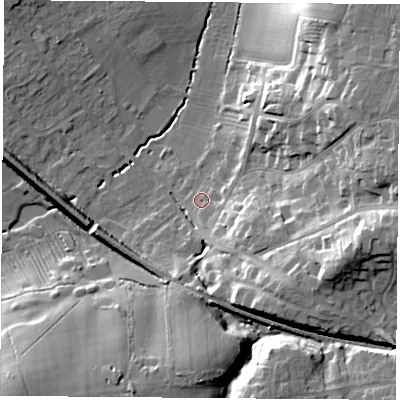Shaded relief map of the ground around LE92EN, computed from Environment Agency LiDAR. The ground here sits at about 84 m above sea level and falls 24 m across the surrounding 800 m. Surface water reaching this point runs off ground lying to the south-east, 8.0 m higher.
