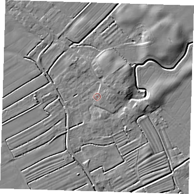 Shaded relief map of the ground around LN117HY, computed from Environment Agency LiDAR. The ground here sits at about 3 m above sea level and falls 6 m across the surrounding 800 m. Surface water reaching this point runs off ground lying to the north-east, 2.5 m higher.
