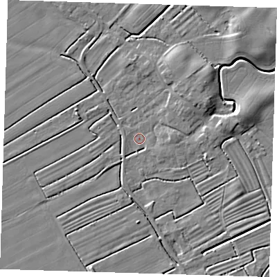 Shaded relief map of the ground around LN117JG, computed from Environment Agency LiDAR. The ground here sits at about 2 m above sea level and falls 6 m across the surrounding 800 m. Surface water reaching this point runs off ground lying to the north-east, 5.2 m higher.