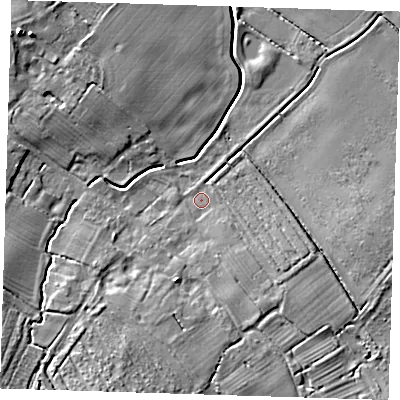 Shaded relief map of the ground around LN118JS, computed from Environment Agency LiDAR. The ground here sits at about 3 m above sea level and falls 9 m across the surrounding 800 m. Surface water reaching this point runs off ground lying to the south-south-east, 5.8 m higher.