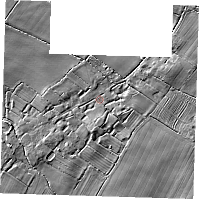 Shaded relief map of the ground around LN130NW, computed from Environment Agency LiDAR. The ground here sits at about 5 m above sea level and falls 6 m across the surrounding 800 m. Surface water reaching this point runs off ground lying to the south-south-west, 3.9 m higher.