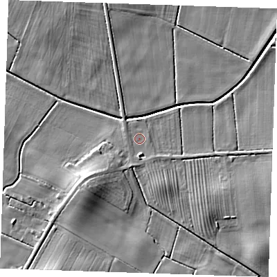 Shaded relief map of the ground around LN139JS, computed from Environment Agency LiDAR. The ground here sits at about 3 m above sea level and falls 8 m across the surrounding 800 m. Surface water reaching this point runs off ground lying to the south, 1.7 m higher.