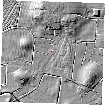 Shaded relief map of the ground around LN139JY, computed from Environment Agency LiDAR. The ground here sits at about 3 m above sea level and falls 10 m across the surrounding 800 m. Surface water reaching this point runs off ground lying to the north, 7.5 m higher.