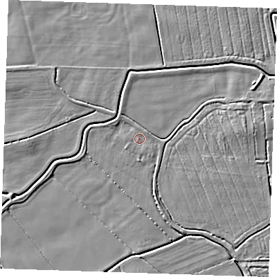 Shaded relief map of the ground around LN139NU, computed from Environment Agency LiDAR. The ground here sits at about 2 m above sea level and falls 5 m across the surrounding 800 m. Surface water reaching this point runs off ground lying to the north-east, 0.7 m higher.