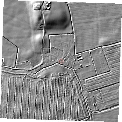 Shaded relief map of the ground around LN139QN, computed from Environment Agency LiDAR. The ground here sits at about 3 m above sea level and falls 10 m across the surrounding 800 m. Surface water reaching this point runs off ground lying to the south-west, 2.3 m higher.