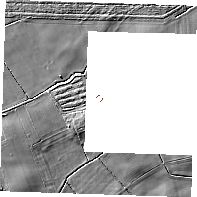 Shaded relief map of the ground around LN139QR, computed from Environment Agency LiDAR. and falls 5 m across the surrounding 800 m.