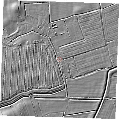 Shaded relief map of the ground around LN139QW, computed from Environment Agency LiDAR. The ground here sits at about 3 m above sea level and falls 5 m across the surrounding 800 m. Surface water reaching this point runs off ground lying to the south-south-west, 3.3 m higher.