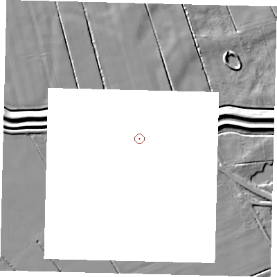 Shaded relief map of the ground around LN44BP, computed from Environment Agency LiDAR. and falls 5 m across the surrounding 800 m.
