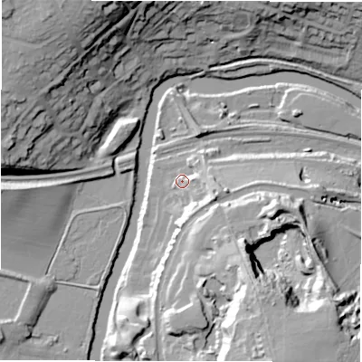 Shaded relief map of the ground around LS131FE, computed from Environment Agency LiDAR. The ground here sits at about 46 m above sea level and falls 46 m across the surrounding 800 m. Surface water reaching this point runs off ground lying to the east-south-east, 11.9 m higher.