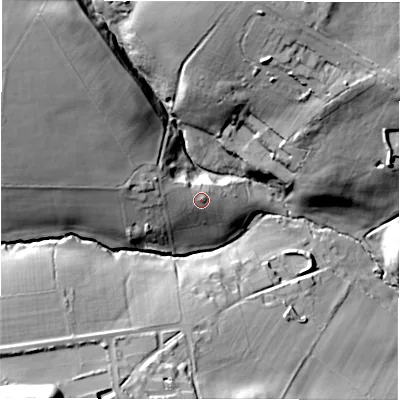 Shaded relief map of the ground around LS185HX, computed from Environment Agency LiDAR. The ground here sits at about 163 m above sea level and falls 55 m across the surrounding 800 m. Surface water reaching this point runs off ground lying to the west-north-west, 5.2 m higher.
