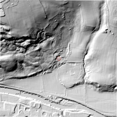 Shaded relief map of the ground around LS290DE, computed from Environment Agency LiDAR. The ground here sits at about 81 m above sea level and falls 91 m across the surrounding 800 m. Surface water reaching this point runs off ground lying to the north-north-west, 22.7 m higher.