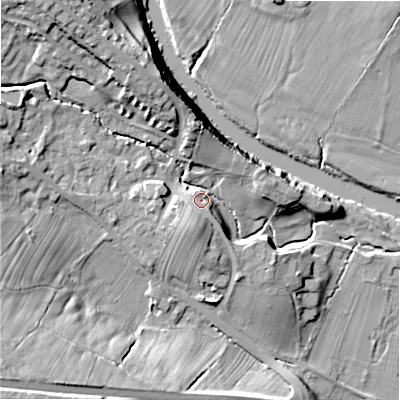 Shaded relief map of the ground around LS290QS, computed from Environment Agency LiDAR. The ground here sits at about 91 m above sea level and falls 40 m across the surrounding 800 m. Surface water reaching this point runs off ground lying to the north-west, 16.0 m higher.
