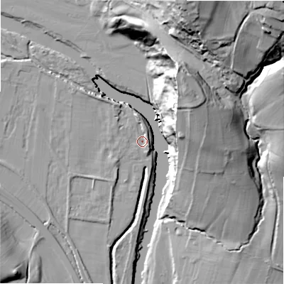 Shaded relief map of the ground around LS290SA, computed from Environment Agency LiDAR. The ground here sits at about 81 m above sea level and falls 71 m across the surrounding 800 m. Surface water reaching this point runs off ground lying to the north-west, 3.0 m higher.