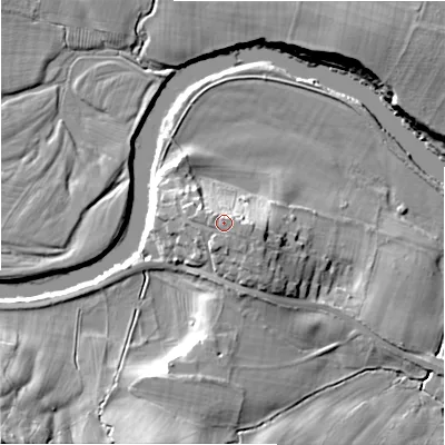 Shaded relief map of the ground around LS297HJ, computed from Environment Agency LiDAR. The ground here sits at about 74 m above sea level and falls 28 m across the surrounding 800 m. Surface water reaching this point runs off ground lying to the south-south-east, 0.8 m higher.