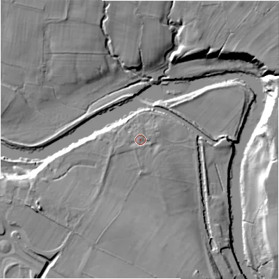 Shaded relief map of the ground around LS297SF, computed from Environment Agency LiDAR. The ground here sits at about 67 m above sea level and falls 28 m across the surrounding 800 m. Surface water reaching this point runs off ground lying to the west-south-west, 2.0 m higher.