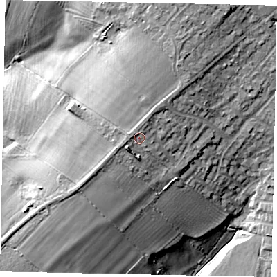 Shaded relief map of the ground around LU56AR, computed from Environment Agency LiDAR. The ground here sits at about 152 m above sea level and falls 19 m across the surrounding 800 m. Surface water reaching this point runs off ground lying to the north-north-east, 1.6 m higher.