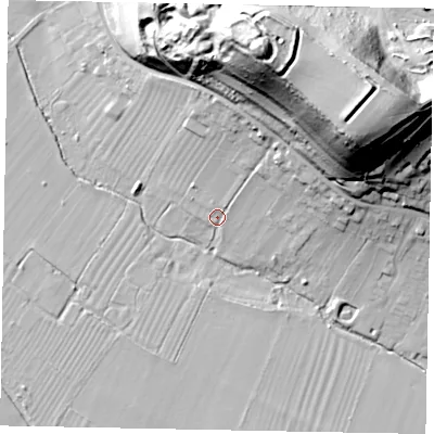 Shaded relief map of the ground around LU62BZ, computed from Environment Agency LiDAR. The ground here sits at about 100 m above sea level and falls 67 m across the surrounding 800 m. Surface water reaching this point runs off ground lying to the north-east, 54.0 m higher.