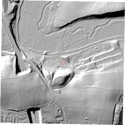 Shaded relief map of the ground around LU72TA, computed from Environment Agency LiDAR. The ground here sits at about 82 m above sea level and falls 43 m across the surrounding 800 m. Surface water reaching this point runs off ground lying to the south-east, 22.2 m higher.