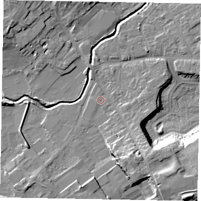 Shaded relief map of the ground around LU74SX, computed from Environment Agency LiDAR. The ground here sits at about 84 m above sea level and falls 17 m across the surrounding 800 m. Surface water reaching this point runs off ground lying to the south-south-west, 0.9 m higher.