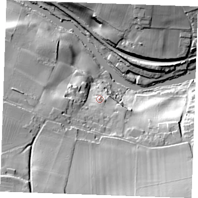Shaded relief map of the ground around ME150JR, computed from Environment Agency LiDAR. The ground here sits at about 24 m above sea level and falls 58 m across the surrounding 800 m. Surface water reaching this point runs off ground lying to the south-south-west, 34.0 m higher.