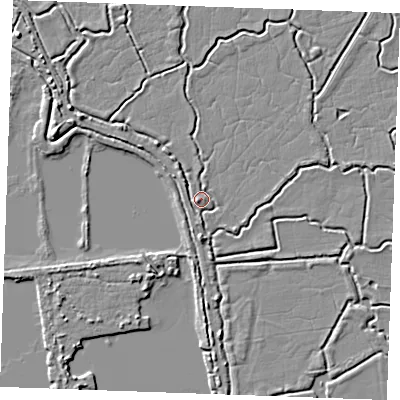 Shaded relief map of the ground around ME37TG, computed from Environment Agency LiDAR. The ground here sits at about 3 m above sea level and falls 4 m across the surrounding 800 m. Surface water reaching this point runs off ground lying to the south, 3.0 m higher.