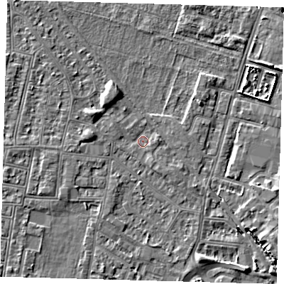 Shaded relief map of the ground around N182TX, computed from Environment Agency LiDAR. The ground here sits at about 11 m above sea level and falls 5 m across the surrounding 800 m. Surface water reaching this point runs off ground lying to the west-north-west, 1.0 m higher.
