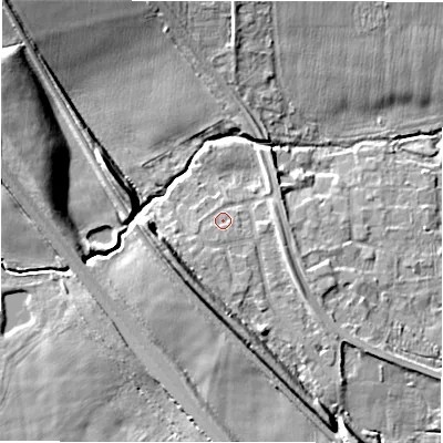 Shaded relief map of the ground around NE138AS, computed from Environment Agency LiDAR. The ground here sits at about 66 m above sea level and falls 12 m across the surrounding 800 m. Surface water reaching this point runs off ground lying to the south-south-west, 1.1 m higher.