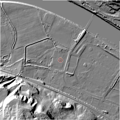 Shaded relief map of the ground around NE158NR, computed from Environment Agency LiDAR. The ground here sits at about 5 m above sea level and falls 58 m across the surrounding 800 m. Surface water reaching this point runs off ground lying to the south-west, 53.5 m higher.