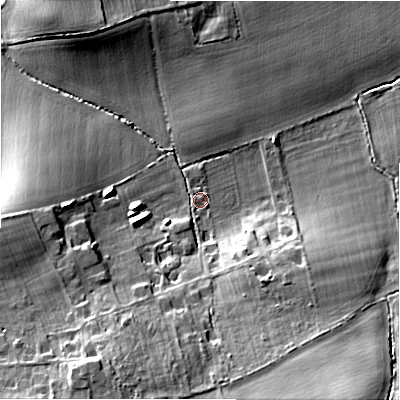 Shaded relief map of the ground around NE200JT, computed from Environment Agency LiDAR. The ground here sits at about 89 m above sea level and falls 19 m across the surrounding 800 m. Surface water reaching this point runs off ground lying to the south-south-east, 15.1 m higher.