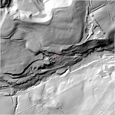 Shaded relief map of the ground around NE216JN, computed from Environment Agency LiDAR. The ground here sits at about 89 m above sea level and falls 54 m across the surrounding 800 m. Surface water reaching this point runs off ground lying to the west-north-west, 34.0 m higher.