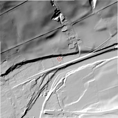 Shaded relief map of the ground around NE476JW, computed from Environment Agency LiDAR. The ground here sits at about 62 m above sea level and falls 91 m across the surrounding 800 m. Surface water reaching this point runs off ground lying to the north-west, 86.1 m higher.