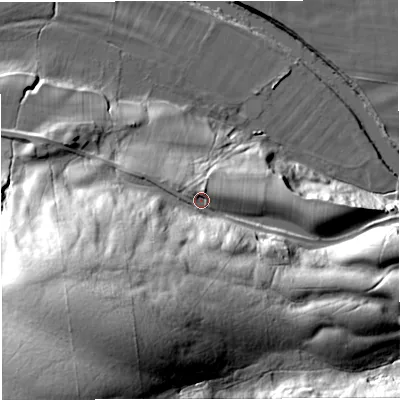 Shaded relief map of the ground around NE481LF, computed from Environment Agency LiDAR. The ground here sits at about 139 m above sea level and falls 69 m across the surrounding 800 m. Surface water reaching this point runs off ground lying to the south-south-west, 45.6 m higher.