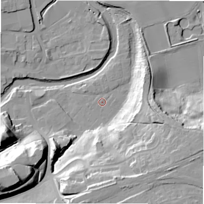 Shaded relief map of the ground around NE611UH, computed from Environment Agency LiDAR. The ground here sits at about 26 m above sea level and falls 39 m across the surrounding 800 m. Surface water reaching this point runs off ground lying to the west-south-west, 0.7 m higher.