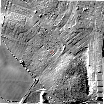 Shaded relief map of the ground around NE646SH, computed from Environment Agency LiDAR. The ground here sits at about 11 m above sea level and falls 14 m across the surrounding 800 m. Surface water reaching this point runs off ground lying to the north-west, 5.1 m higher.