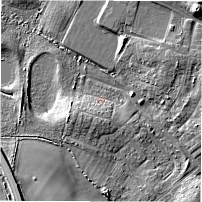 Shaded relief map of the ground around NE646TW, computed from Environment Agency LiDAR. The ground here sits at about 11 m above sea level and falls 11 m across the surrounding 800 m. Surface water reaching this point runs off ground lying to the south-west, 6.9 m higher.