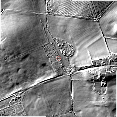 Shaded relief map of the ground around NE650JN, computed from Environment Agency LiDAR. The ground here sits at about 5 m above sea level and falls 11 m across the surrounding 800 m. Surface water reaching this point runs off ground lying to the west-north-west, 8.3 m higher.