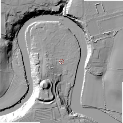 Shaded relief map of the ground around NE650UH, computed from Environment Agency LiDAR. The ground here sits at about 4 m above sea level and falls 29 m across the surrounding 800 m. Surface water reaching this point runs off ground lying to the south-west, 15.9 m higher.