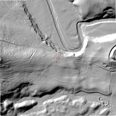 Shaded relief map of the ground around NE657BB, computed from Environment Agency LiDAR. The ground here sits at about 161 m above sea level and falls 81 m across the surrounding 800 m. Surface water reaching this point runs off ground lying to the west, 23.4 m higher.
