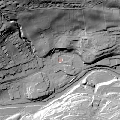 Shaded relief map of the ground around NE657SN, computed from Environment Agency LiDAR. The ground here sits at about 78 m above sea level and falls 81 m across the surrounding 800 m. Surface water reaching this point runs off ground lying to the north-west, 75.5 m higher.